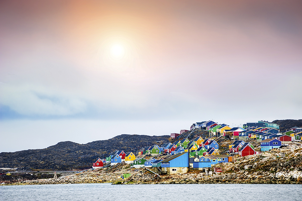 Colorful houses in Aasiaat village, western Greenland