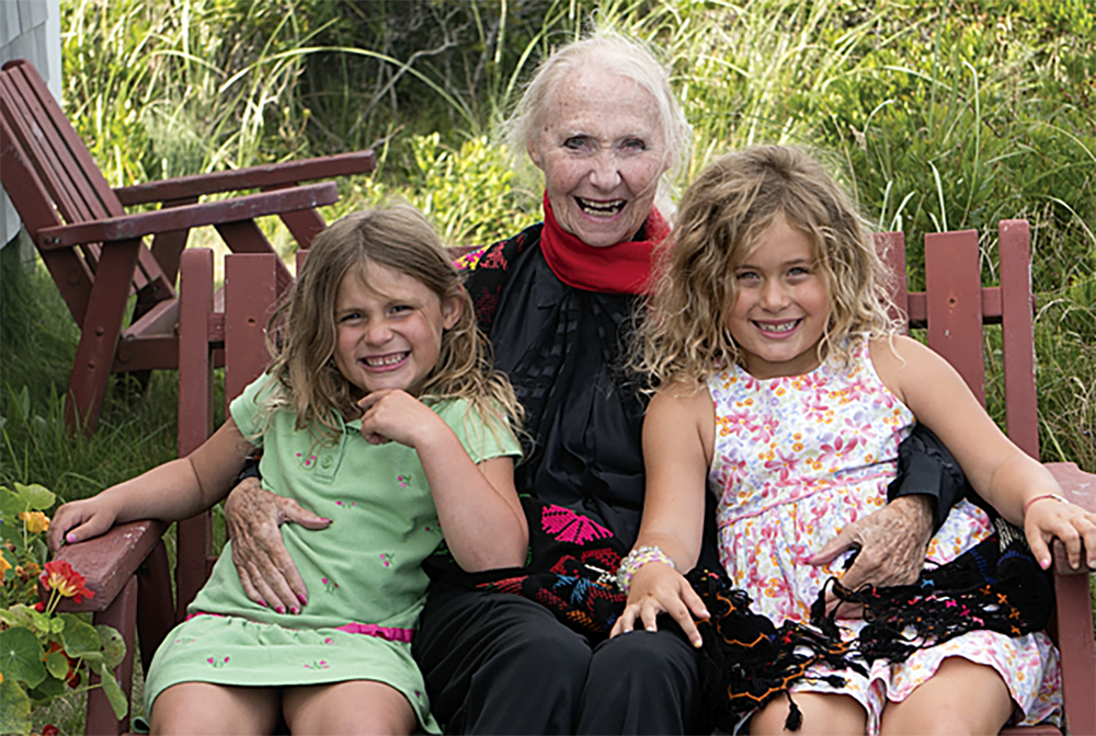 Beloved children’s author Joan Walsh Anglund with her great granddaughters. —Photo by Tim Horowitz 