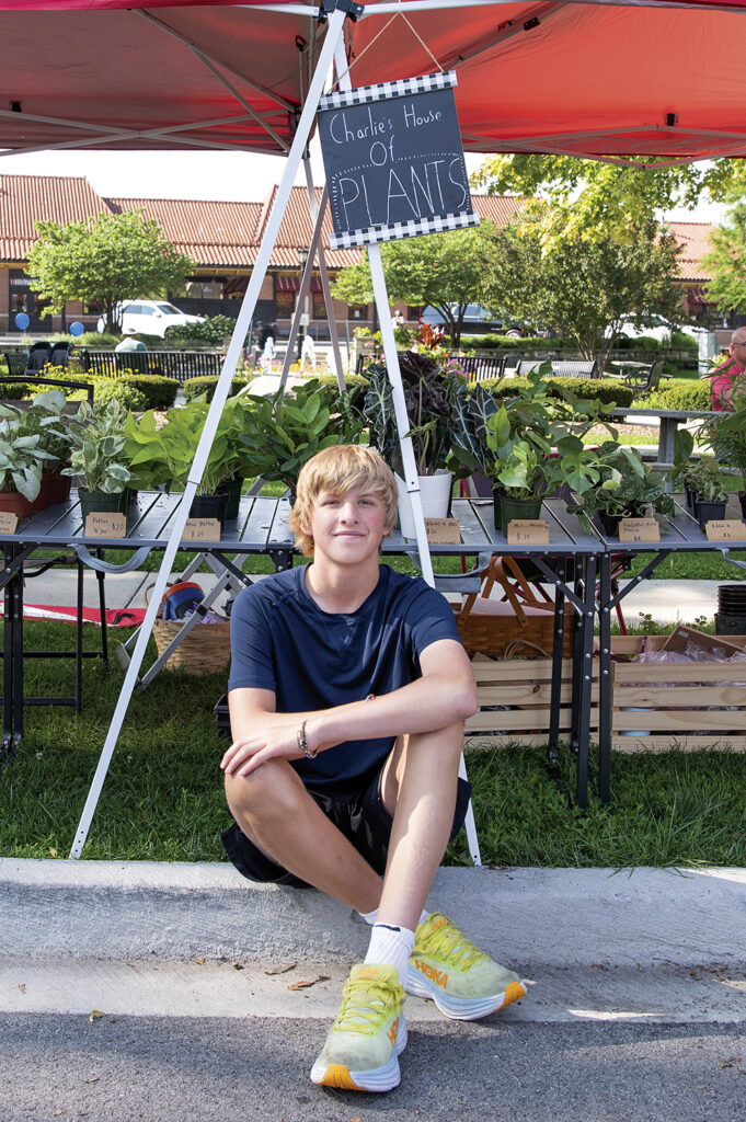 Charlie Tomfohrde and his array of house plants for sale at the Hinsdale Farmers Market