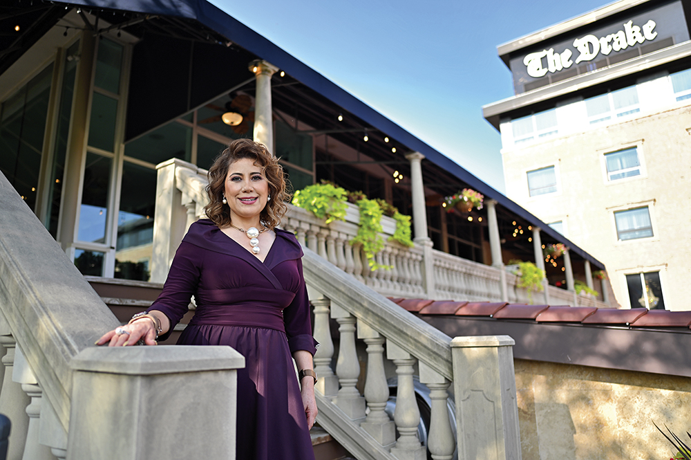 Tely Nagle, Drake Hotel Proprietor, in the Romanesque gardens
Photo by Victor Hilitski