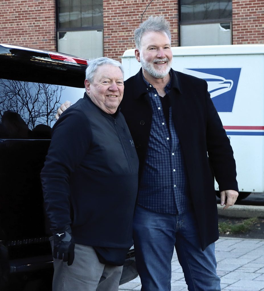 Dan Gibbons with Jim Cornelison before singing the National Anthem
