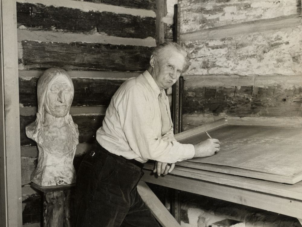 The landscape artist at his drafting table