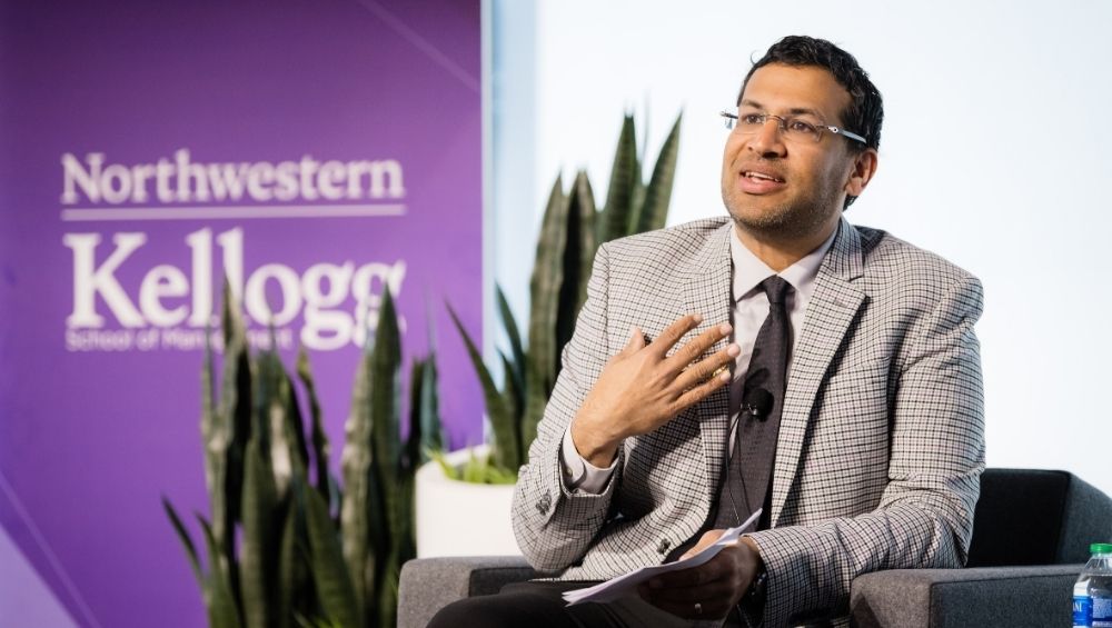 Professor Birju Shah at the India Business Conference at Northwestern University’s Kellogg School of Management. 