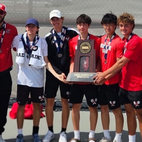 The Hinsdale Central tennis team took second in the state and has won 14 straight top-3 trophies.  
<br><i>Photo courtesy of Hinsdale Central High School</i>