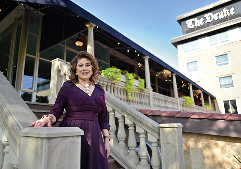 Tely Nagle, Drake Hotel Proprietor, in the Romanesque gardens
Photo by Victor Hilitski