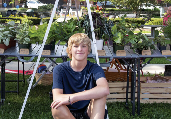 Charlie Tomfohrde and his array of house plants for sale at the Hinsdale Farmers Market