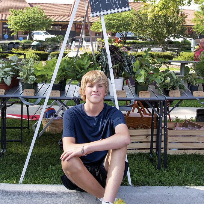 Charlie Tomfohrde and his array of house plants for sale at the Hinsdale Farmers Market