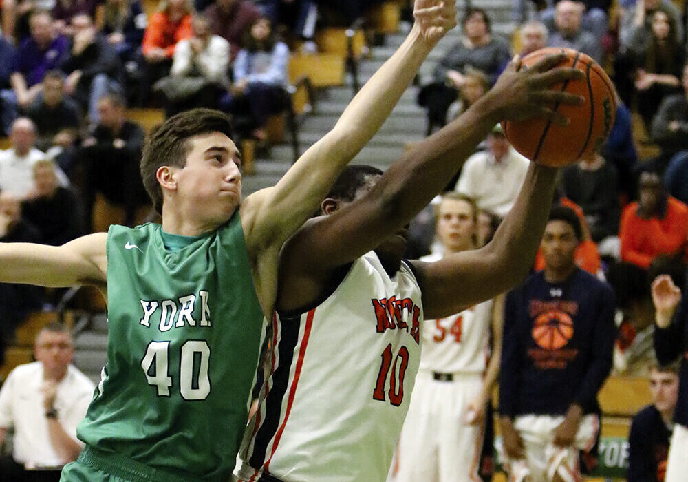 Nick Kosich of York defends in a game at the Tosh tournament.