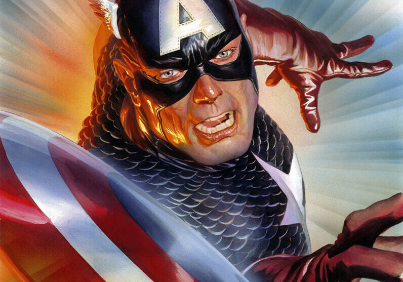 Elmhurst Art Museum offers a range of art, from this Captain America Cover by Alex Ross at the Marvelocity exhibit that just concluded, to be followed by Picasso: 50 Years Later.