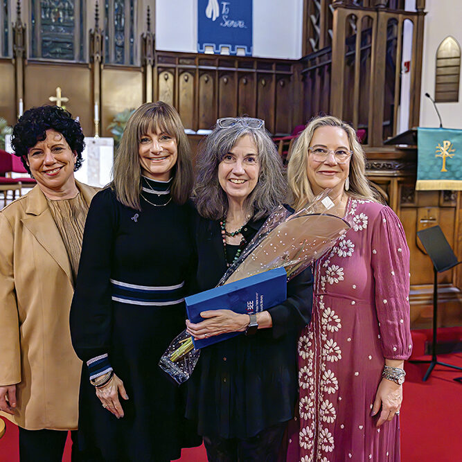 Pillars Community Health’s President and CEO, Angela Curran; Senior Vice President of External Affairs, Julie Ryan; Award Recipient, Sally Kurfirst; and Kim Stephens, Senior Vice President of Domestic and Sexual Violence Services