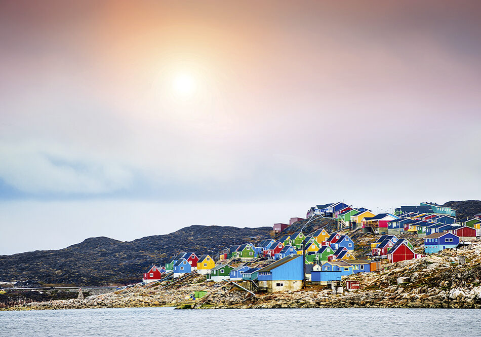 Colorful houses in Aasiaat village, western Greenland